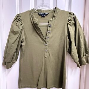 Veronica Beard Khaki Button-Down Blouse